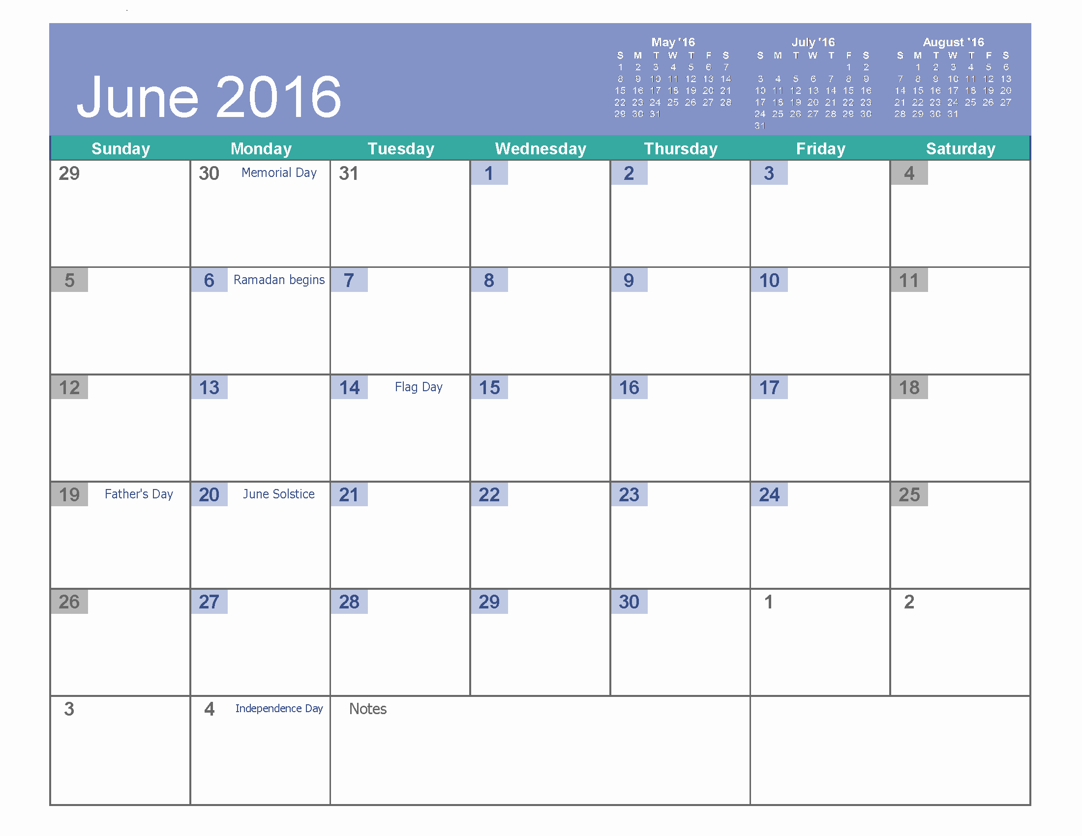Blank Calendar Template 2016 Fresh June 2016 Printable Calendar Landscape A4 Portrait