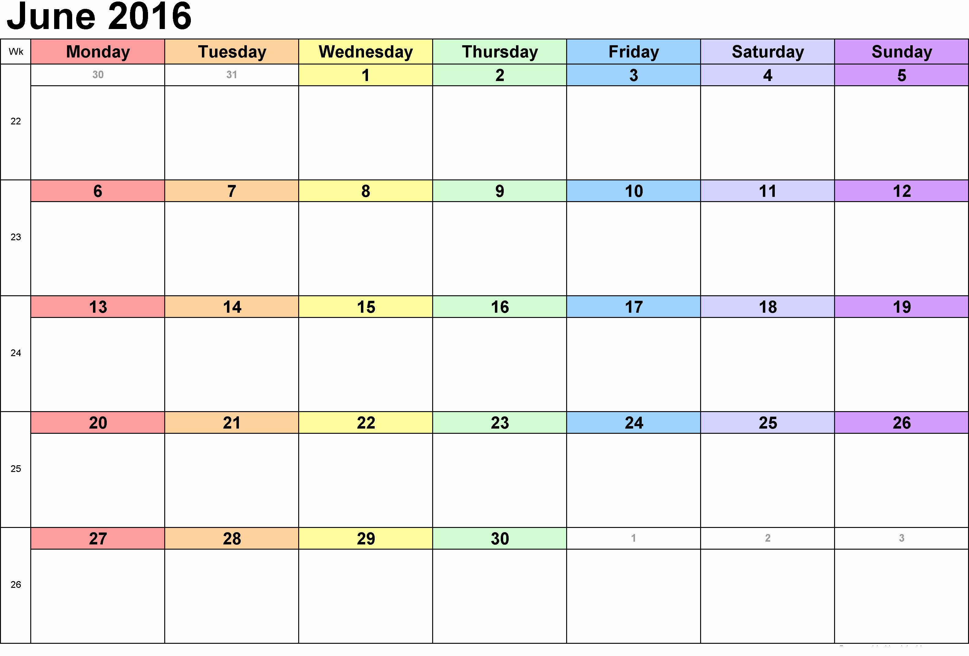 Blank Calendar Template 2016 Lovely June 2016 Printable Calendar Blank Templates