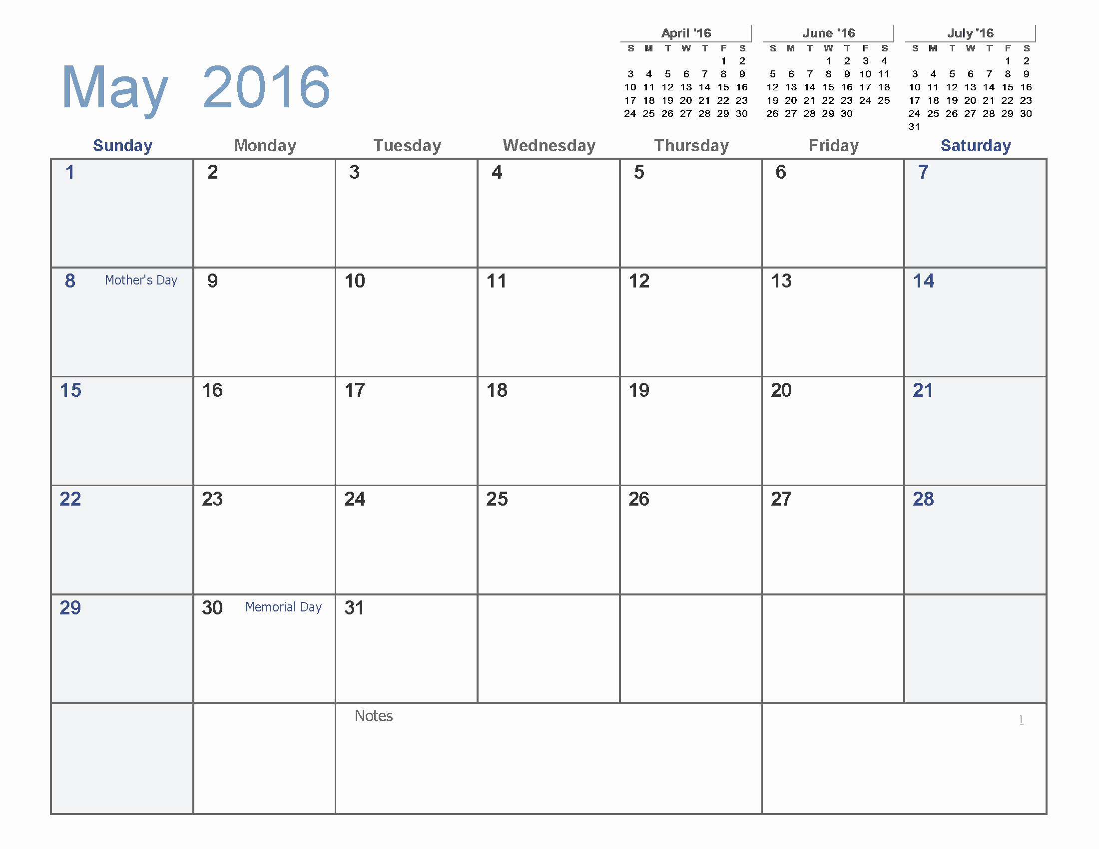 Blank Calendar Template 2016 Luxury May 2016 Blank Templates [pdf Word Excel]