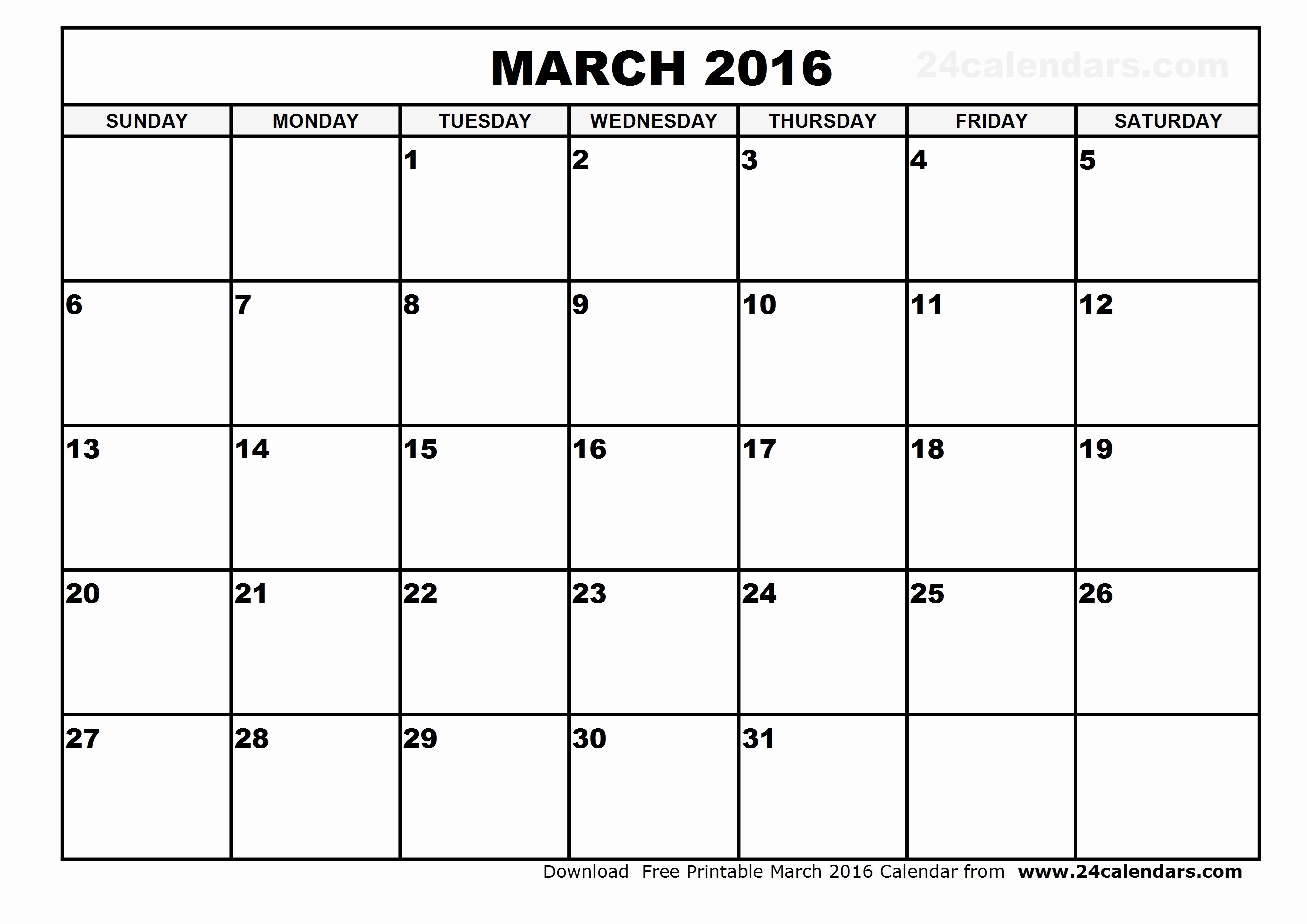Blank Calendar Template 2016 Unique Free Printable Blank Calendar Templates Monthly