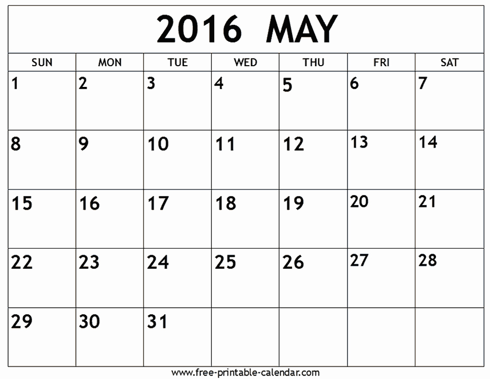 Blank Calendar Template 2016 Unique May 2016 Calendar Printables Pinterest