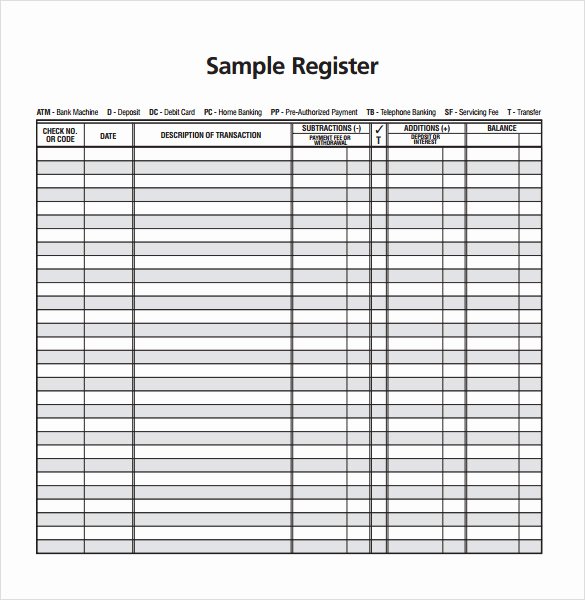 Blank Check Register Template Awesome 7 Check Register Samples