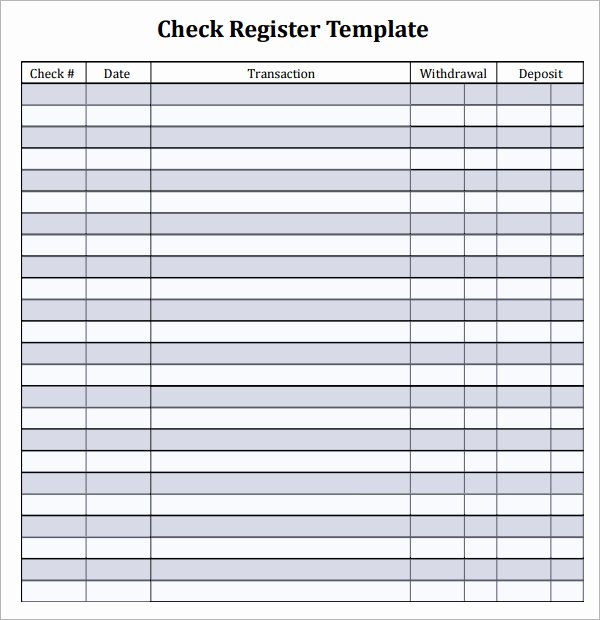 Blank Check Register Template Beautiful 10 Sample Check Register Templates to Download