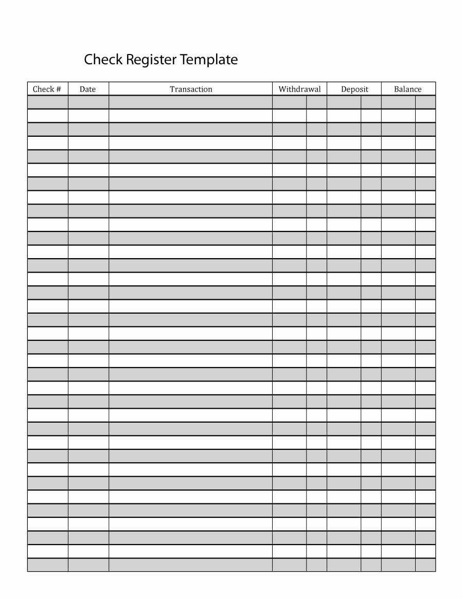 Blank Check Register Template Beautiful 37 Checkbook Register Templates [ Free Printable