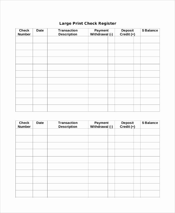 Blank Check Register Template New 9 Checkbook Register Samples