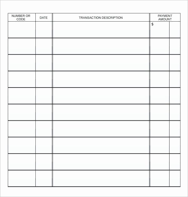 Blank Check Register Template Unique Blank Check Register Template Printable Checkbook