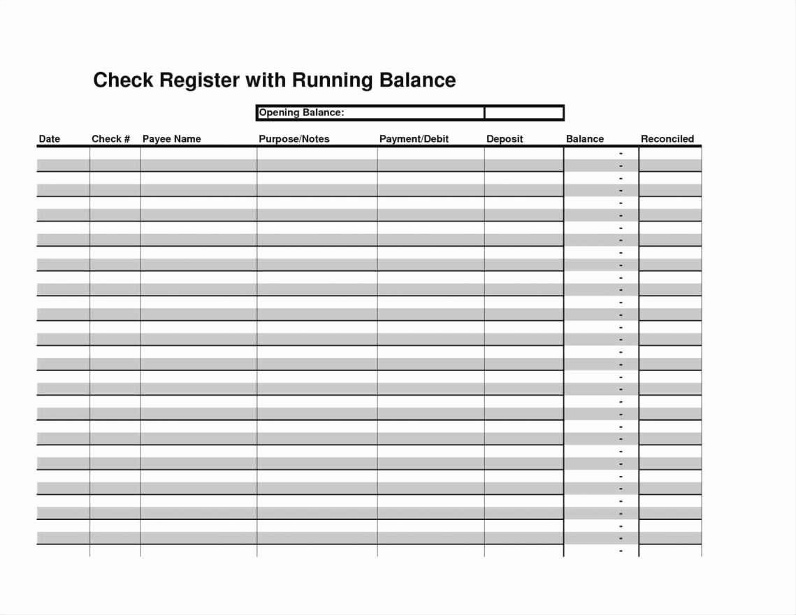 Blank Check Register Template Unique Printable Checkbook Register Sheets