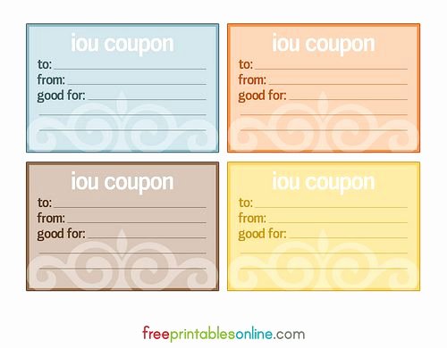 Blank Coupon Template Free Fresh Iou Cards Crafty Pinterest