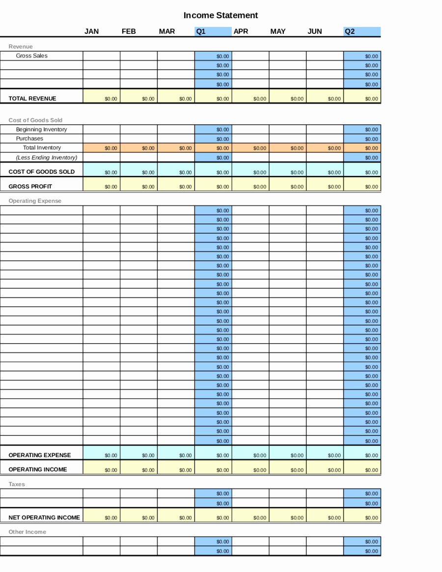 Blank Income Statement Template Best Of In E Statement Template Free Printable In E