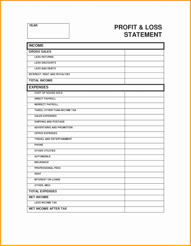 Blank Income Statement Template Inspirational Basic Profit and Loss Statement Template Mughals