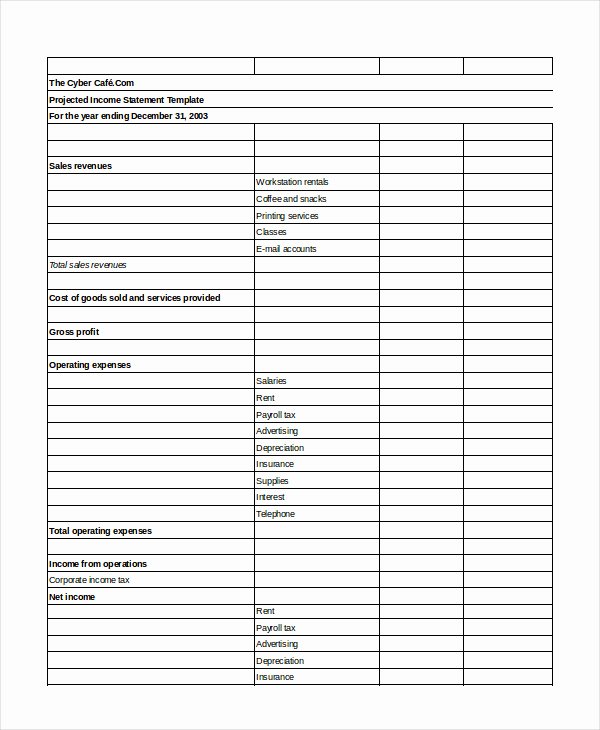 Blank Income Statement Template New Excel In E Statement 7 Free Excel Documents Download