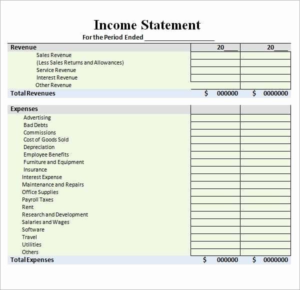 Blank Income Statement Template Unique 6 Free In E Statement Templates Word Excel Sheet Pdf