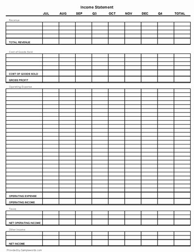 Blank Income Statement Template Unique Blank In E Statement Spreadsheet