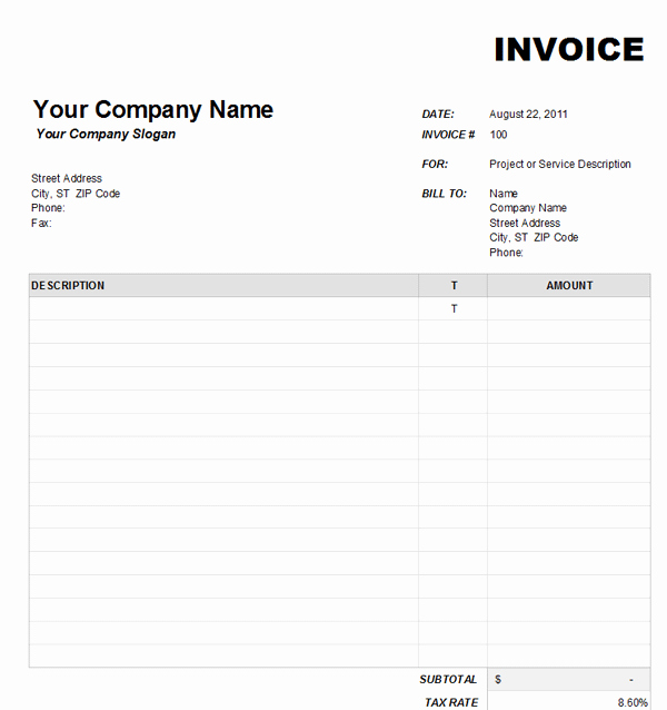 Blank Invoice Template Free Awesome 7 Free Printable Invoice Templates
