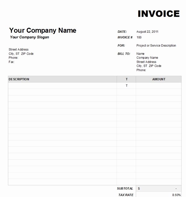 Blank Invoice Template Free Fresh Blank Invoice Template Printable Blank Invoice Templates