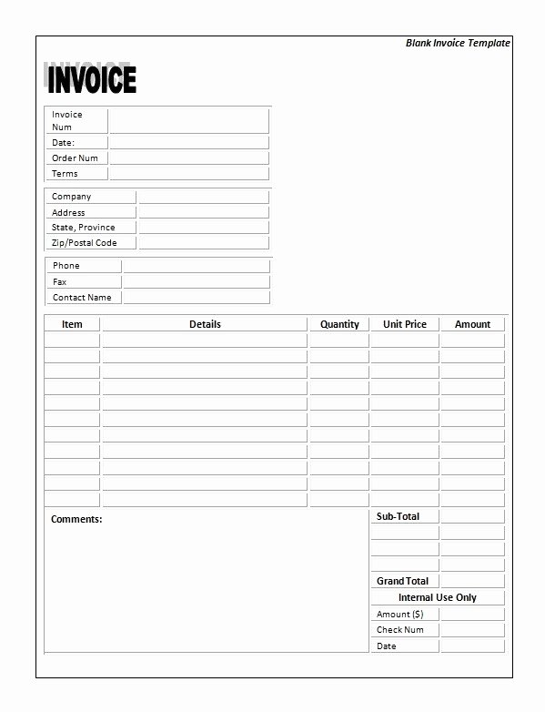 Blank Invoice Template Free Inspirational Blank Invoice Template Printable Word Excel Invoice