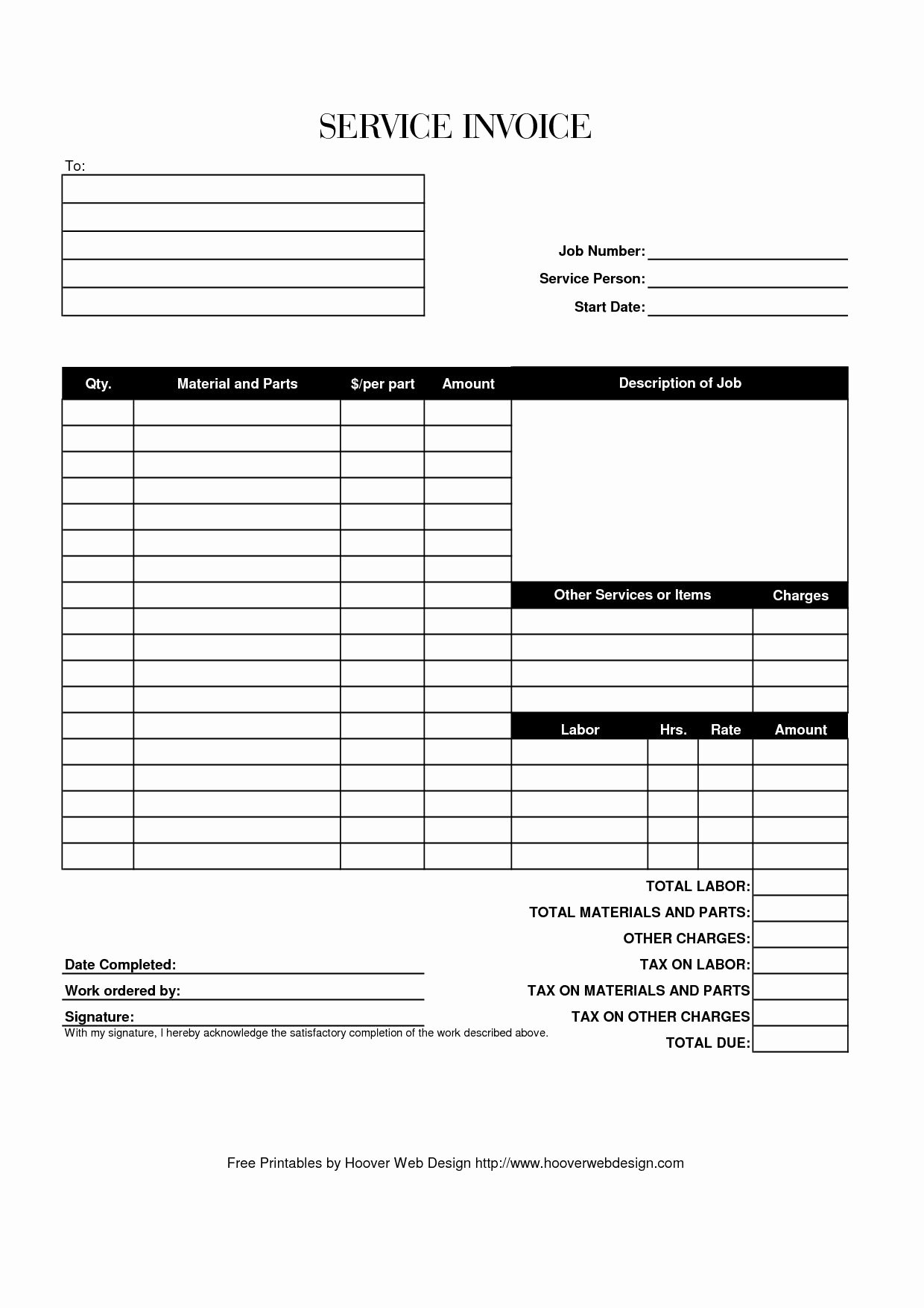Blank Invoice Template Free Lovely Blank Service Invoice Blank Invoice Blank Service Invoice