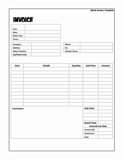 Blank Invoice Template Free New Blank Invoice Template for Microsoft Word