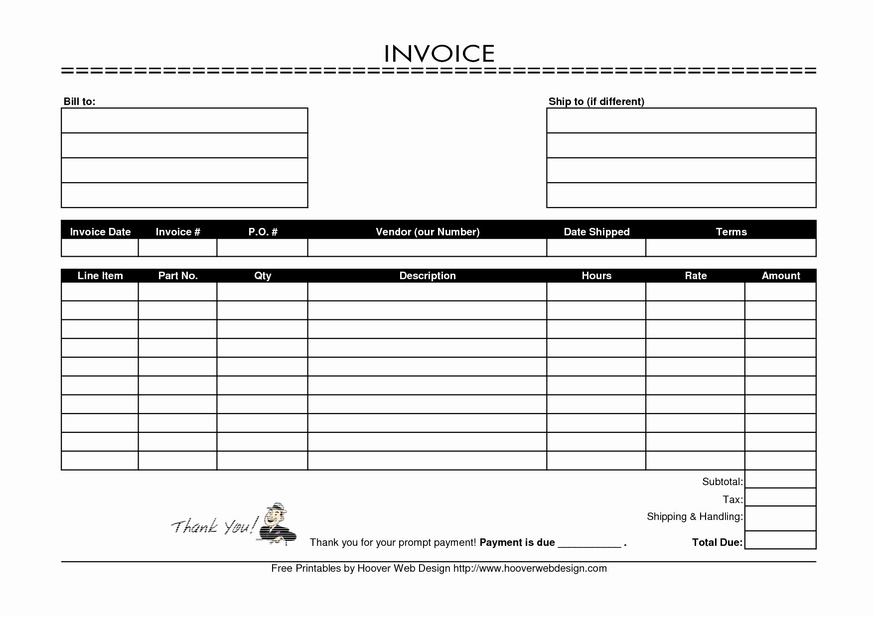 Blank Invoice Template Free New Printable Invoice Template
