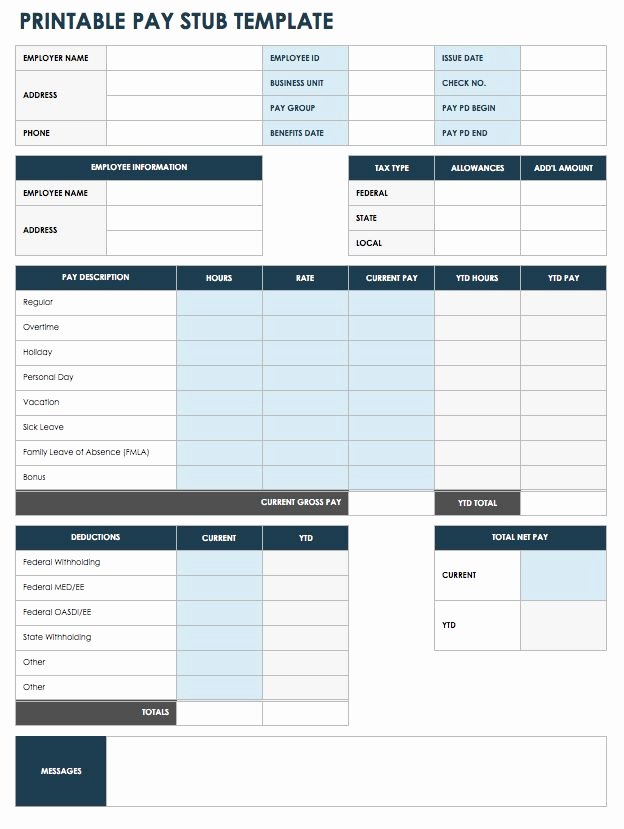 Blank Pay Stubs Template Free Luxury Free Pay Stub Templates