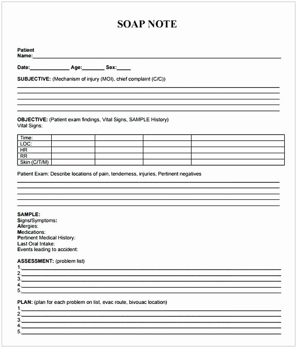 Blank soap Note Template Best Of Blank soap Note form Template Word Notes Templates Fitted