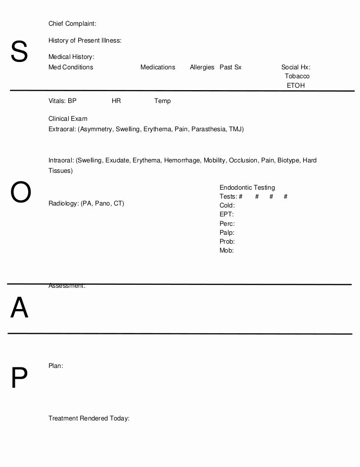 Blank soap Note Template Best Of soap Notes Dentistry Word