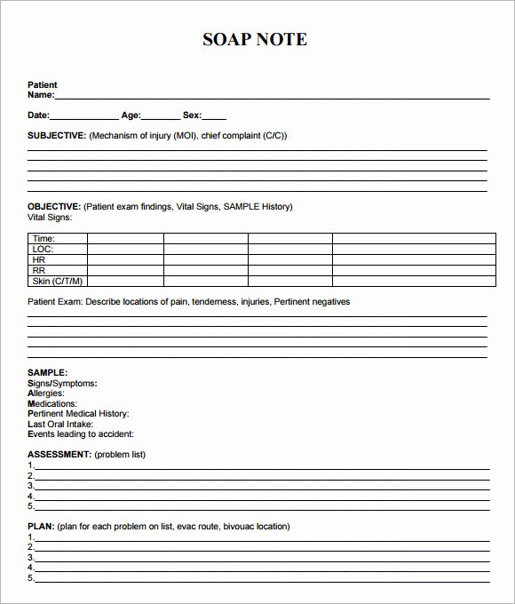Blank soap Note Template Elegant 9 Sample soap Note Templates – Word Pdf