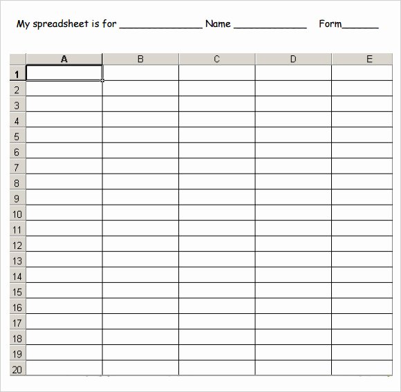 Blank Spreadsheet Template Printable New Printable Spreadsheet Templates