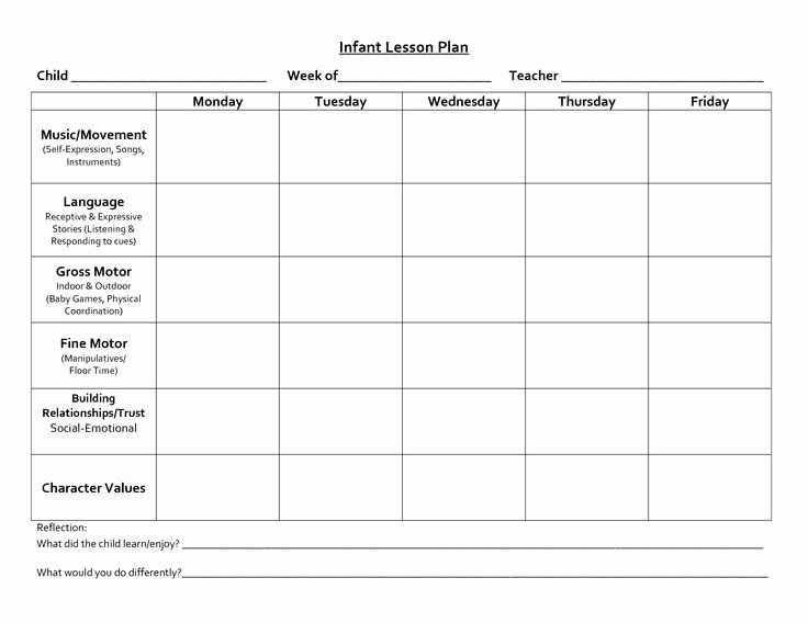 Blank toddler Lesson Plan Template Best Of Blank Infant Lesson Plan Template Templates Resume