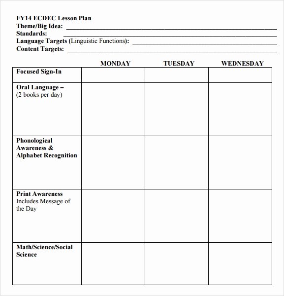 Blank toddler Lesson Plan Template Best Of Free Preschool Lesson Plan Template Printable