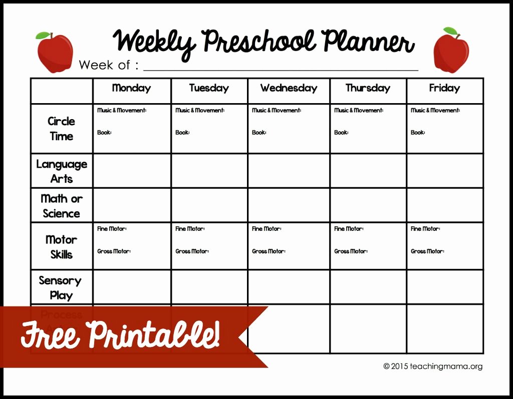 Blank toddler Lesson Plan Template Lovely Weekly Preschool Planner