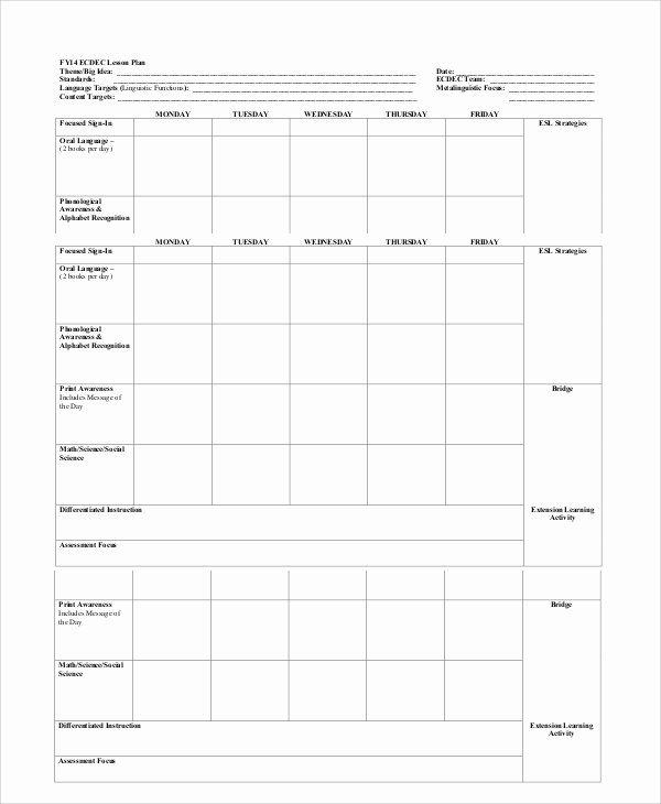 Blank toddler Lesson Plan Template Unique Printable Lesson Plan 7 Free Word Pdf Documents