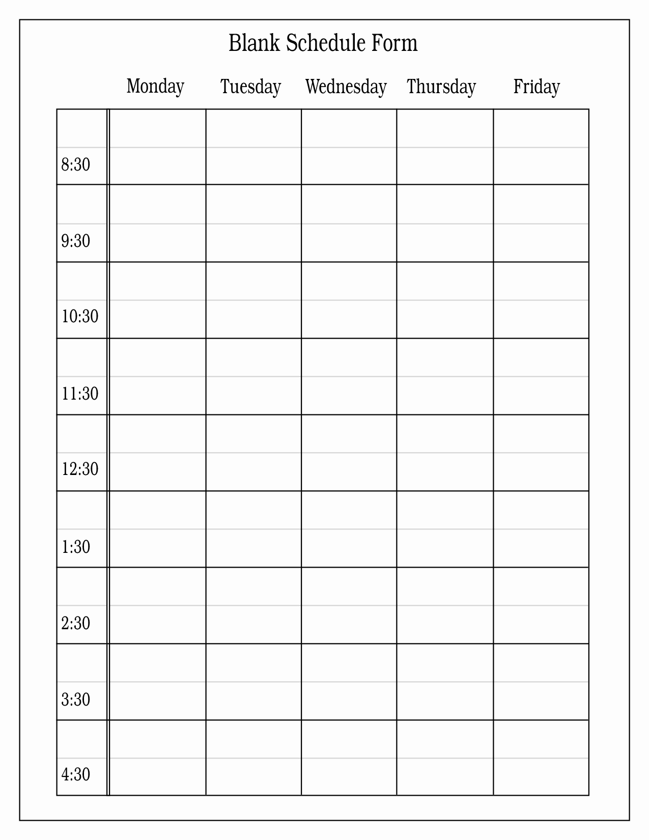 Blank Work Schedule Template Awesome 10 Best Of Free Printable Blank Employee Schedules