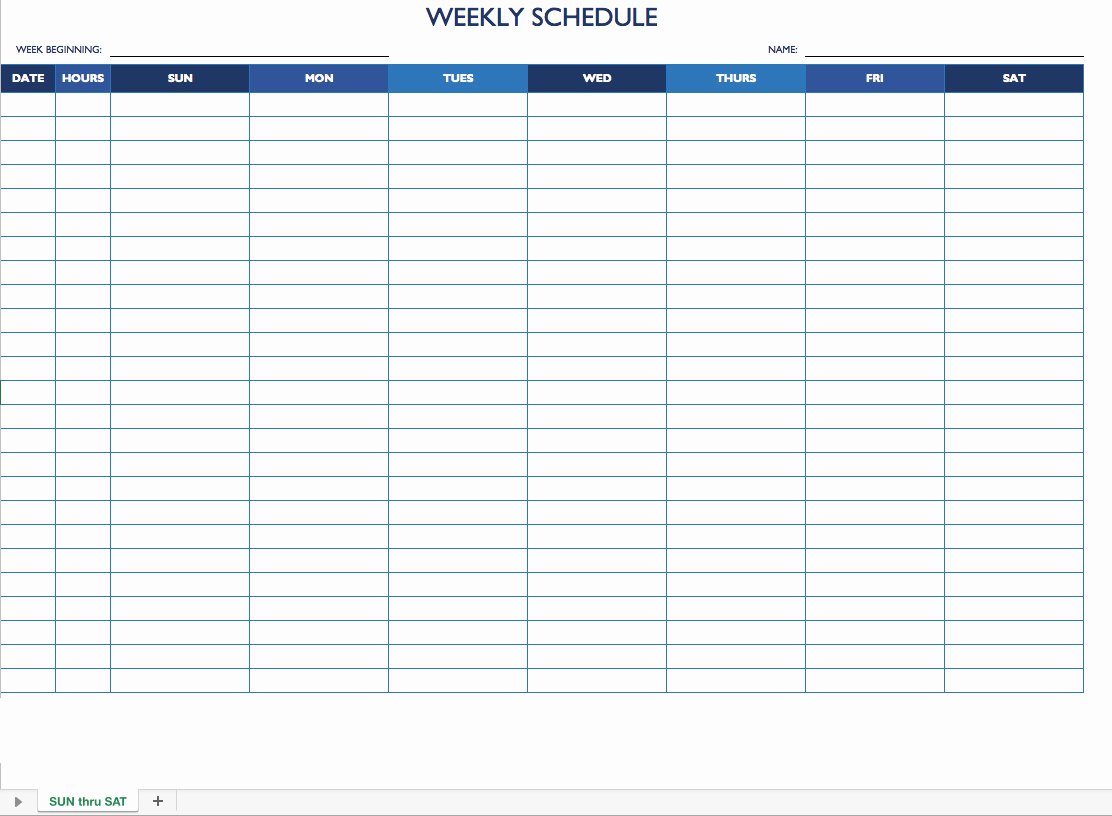 Blank Work Schedule Template Elegant Free Work Schedule Templates for Word and Excel