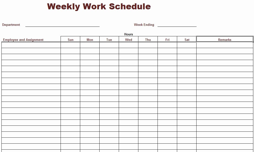 Blank Work Schedule Template Lovely Blank Weekly Employee Schedule Template to Pin On