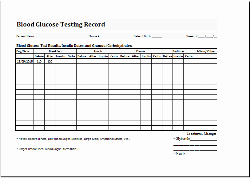 Blood Glucose Log Template Luxury Blood Glucose Testing Record Sheet Template