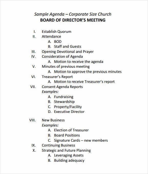 Board Meeting Agenda Template Best Of Sample Board Meeting Agenda Template 11 Free Documents