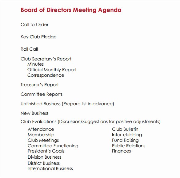 Board Meeting Agenda Template Elegant Sample Board Meeting Agenda Template 11 Free Documents