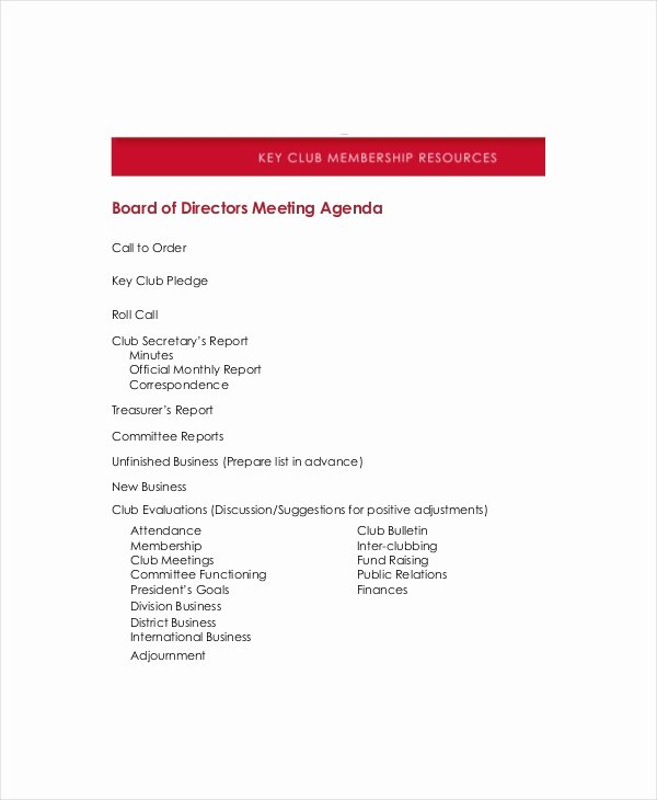 Board Meeting Agenda Template Inspirational Board Of Directors Meeting Agenda Template – 8 Free Word