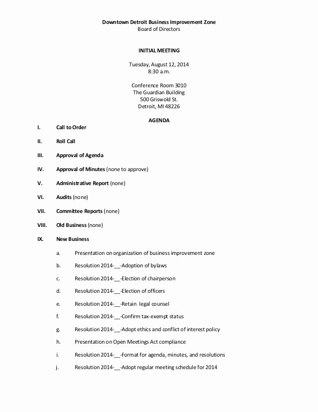 Board Meeting Minutes Template Nonprofit Awesome Biz Board Of Directors Agenda August 12 2014