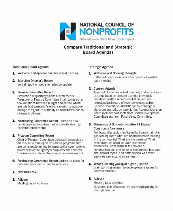 Board Meeting Minutes Template Nonprofit Elegant 6 Examples Of Nonprofit Agendas