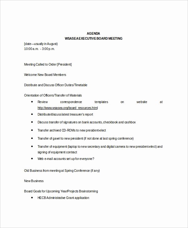 Board Meeting Minutes Template Nonprofit Unique 8 Board Meeting Agenda Templates – Free Sample Example