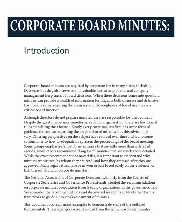 Board Meeting Minutes Template Word Unique 16 Board Minutes Templates Example Word Apple Pages