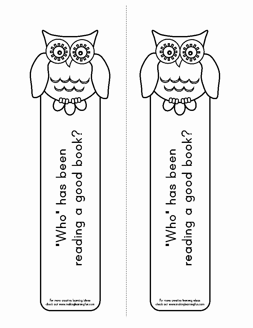 Bookmark Template for Pages New Adorable Owl Bookmarks … Pww