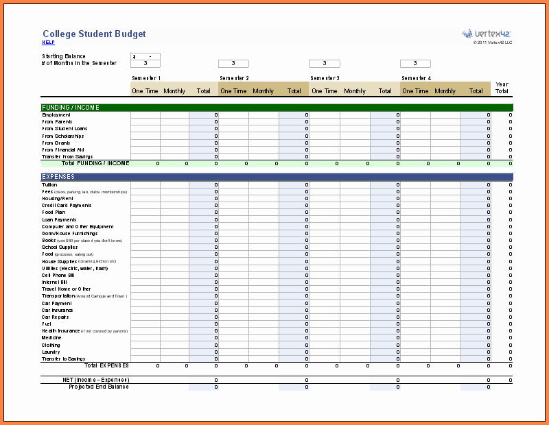 Budget Template for College Students Inspirational 9 Template Bud Spreadsheet