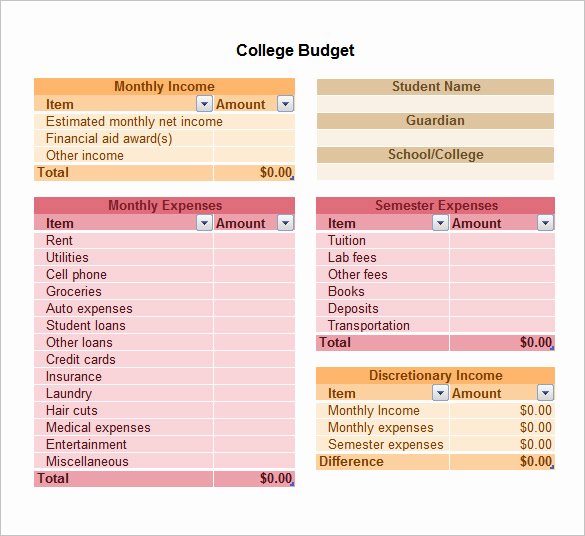 Budget Template for College Students Inspirational Excel Bud Template 25 Free Excel Documents Download