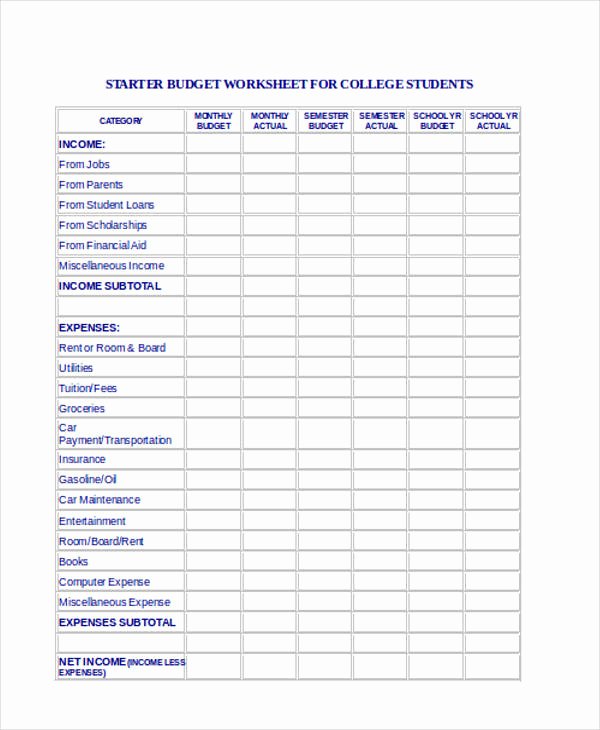 Budget Template for College Students Lovely 18 Bud Templates In Word