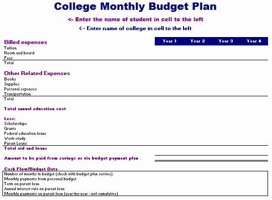 Budget Template for College Students Luxury Monthly Bud Worksheet for High School Students Excel