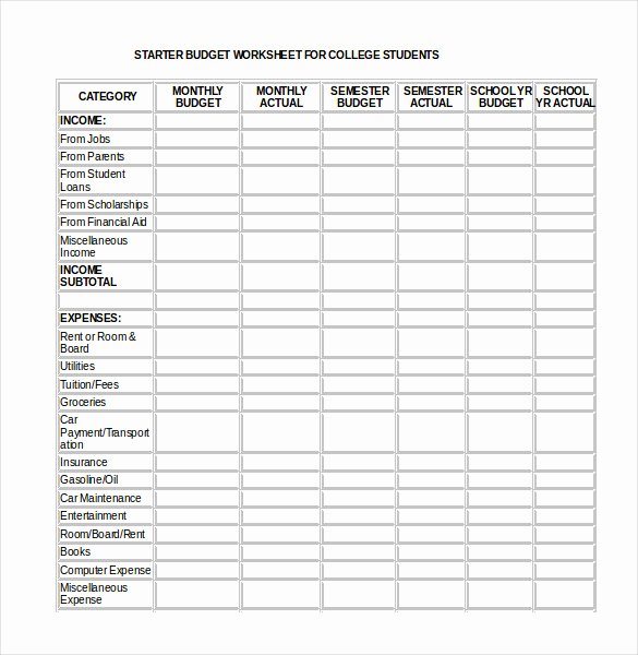 Budget Template for College Students Unique 11 Monthly Bud Templates Word Pdf Excel