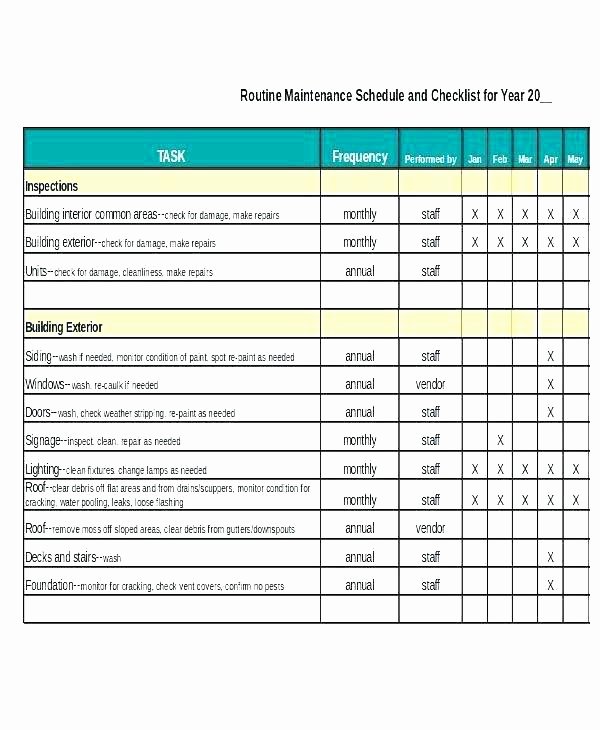 Building Maintenance Schedule Excel Template Elegant X Preventative Maintenance Program Apartment Ideas